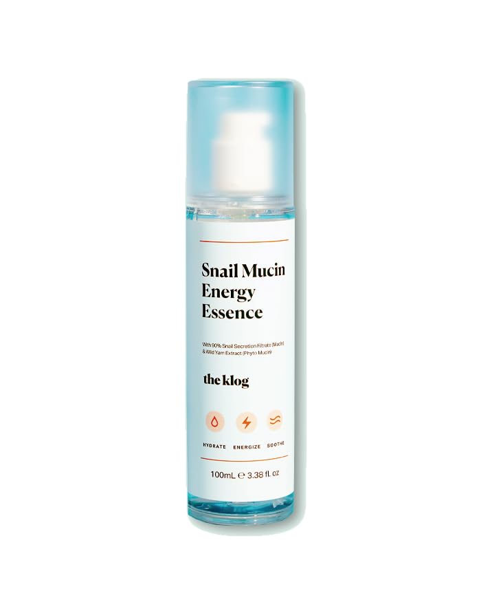 The KLOG Snail Mucin 90% Energy Essence Snail Extract Essence for Hydration Serum for Acne-Prone Dry Dehydrated Skin Cruelty Free Korean Skincare 3.38 Fl.Oz 100ml