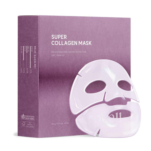 AROCELL Super Collagen Mask 8 Facial Sheet Dual Matrix Hydrogel Masks with Low Molecular Weight Collagen for Elasticity Hydrating Anti-Aging Cooling Korean Skincare 43g x 8ea