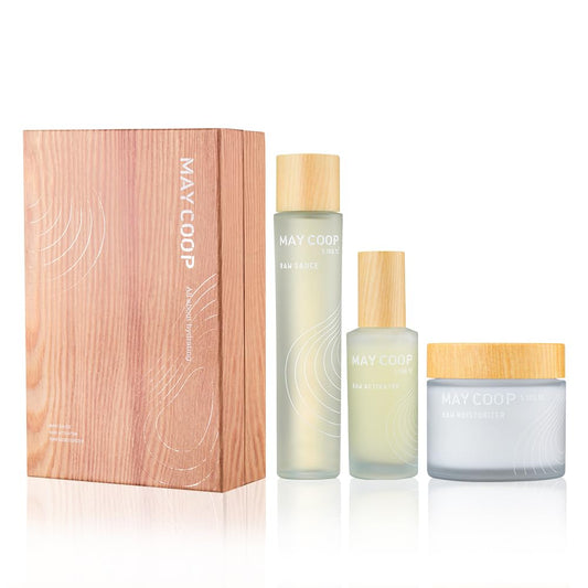 MAY COOP 3 STEP Moisturizing & Hydrating Korean Skincare Set - Raw Sauce Essnce Toner 150ML Moisturizer Face Cream Organic Activator Facial Serum All Skin Type